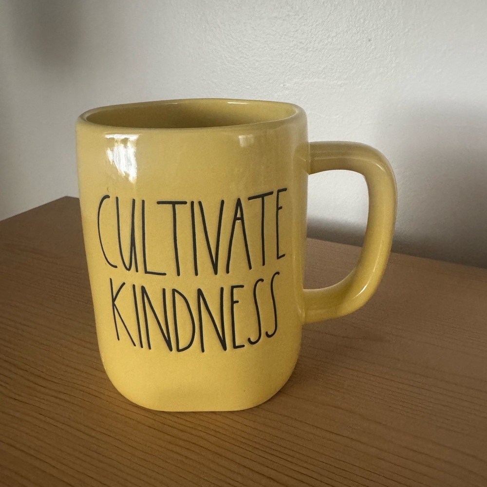 RAE DUNN Yellow Cultivate Kindness Mug 2 Sided